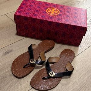 New Tory Burch Black and Brown Flip-Flops